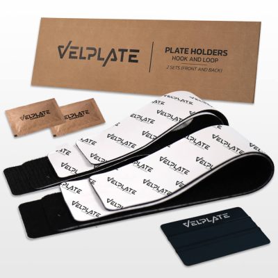 VELPLATE - Licence plate holder hook and loop / 2 sets